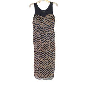 Enfocus Petite Chevron Sleeveless Maxi Dress Blue & Tan Women’s‎ Size 10
